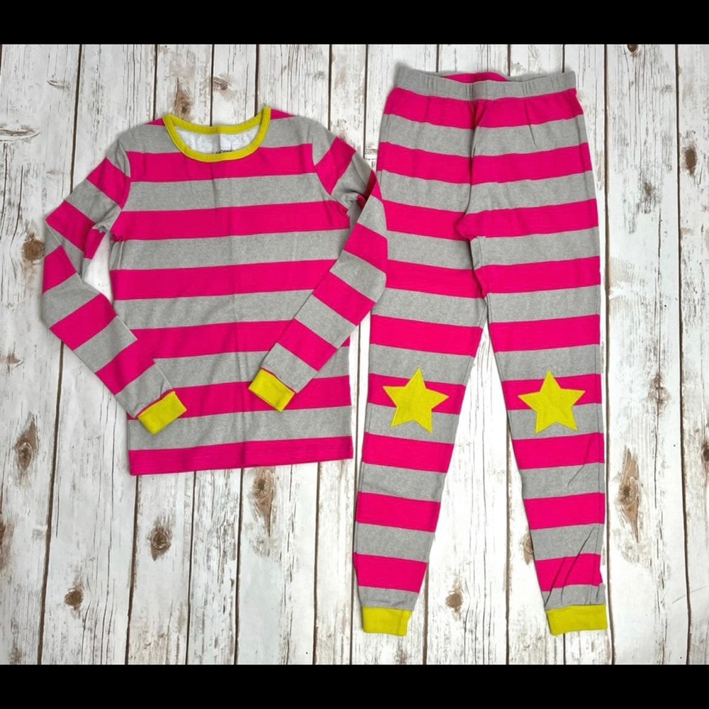 Lands End Girls Stripe Pajamas Set Size 14 EEUC